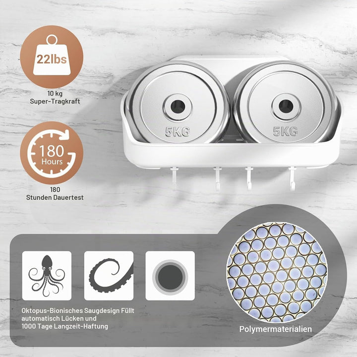 Luxear 2Pack Duschablage mit Saugnäpfen Ablage Dusche Max.20KG belastbar Duschkorb mit starke Saugna