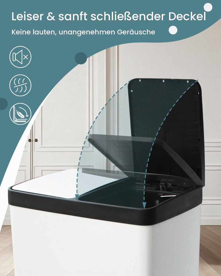 Mülleimer 2 fächer 40 liter,Mülleimer 2x20l,Mülltrennsystem 40l,Doppelmülleimer,Treteimer für Recycl