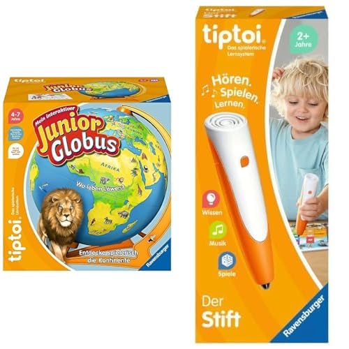 Ravensburger tiptoi 00115 - Mein interaktiver Junior Globus - Kinderspielzeug ab 4 Jahren & tiptoi S