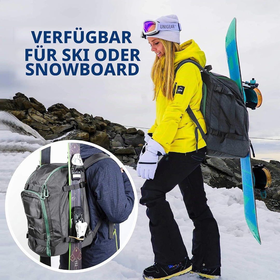 Unigear 50L/70L Skischuhrucksack Snowboardschuhe mit Helmtasche Wintersport Skifahren Skating Rucksa