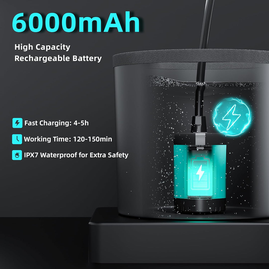 Mytrix 2024 Upgraded Portable Camping Shower Full Set, 6000mAh Rechargeable Power Suction Pump with