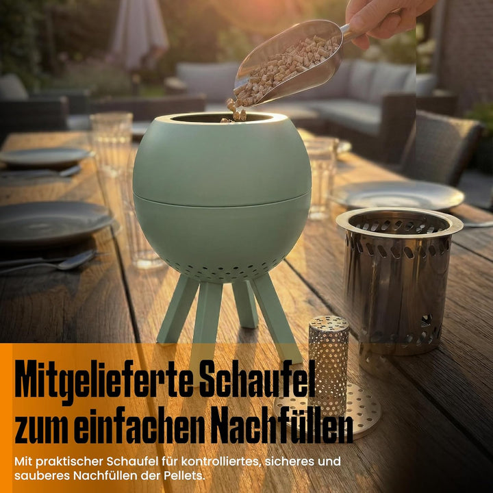 Feuerschale, Feuerstelle,Doppelwandig,Hitzebeständig,Raucharm (Grün), Grün