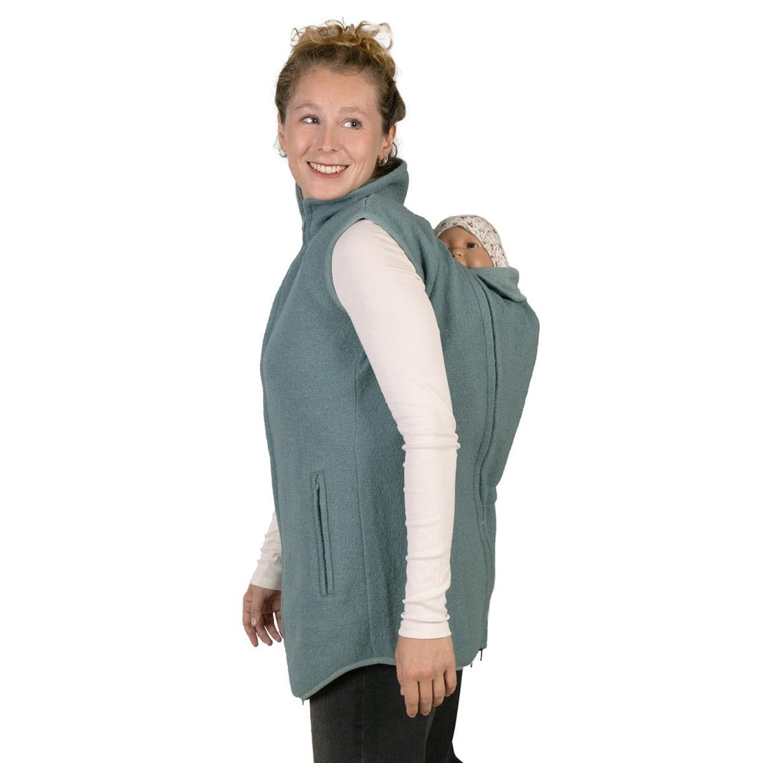 Viva la Mama - Trageweste aus Wollwalk Umstandsweste Wollweste zum Babytragen - PEVE, L aquamarin