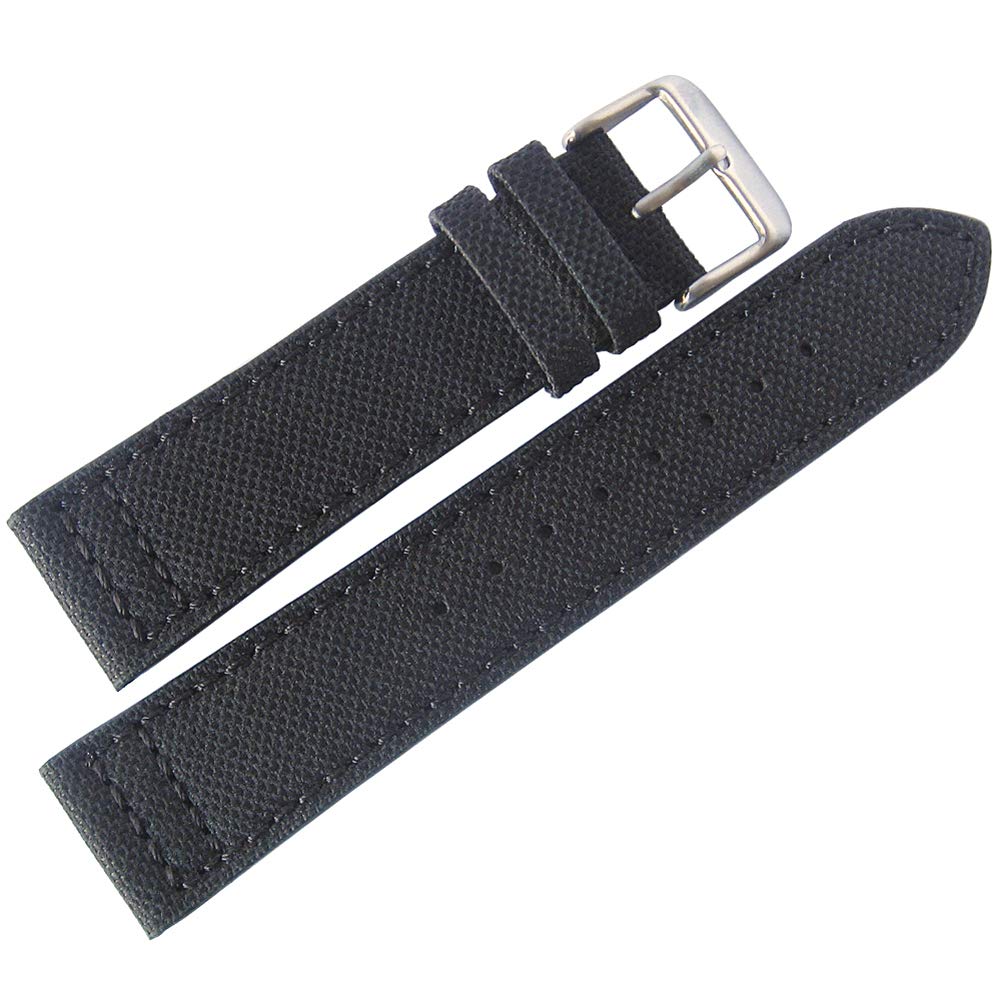 Eulit Uhrenarmband aus Segeltuch, 20 mm, Schwarz Made in Germany