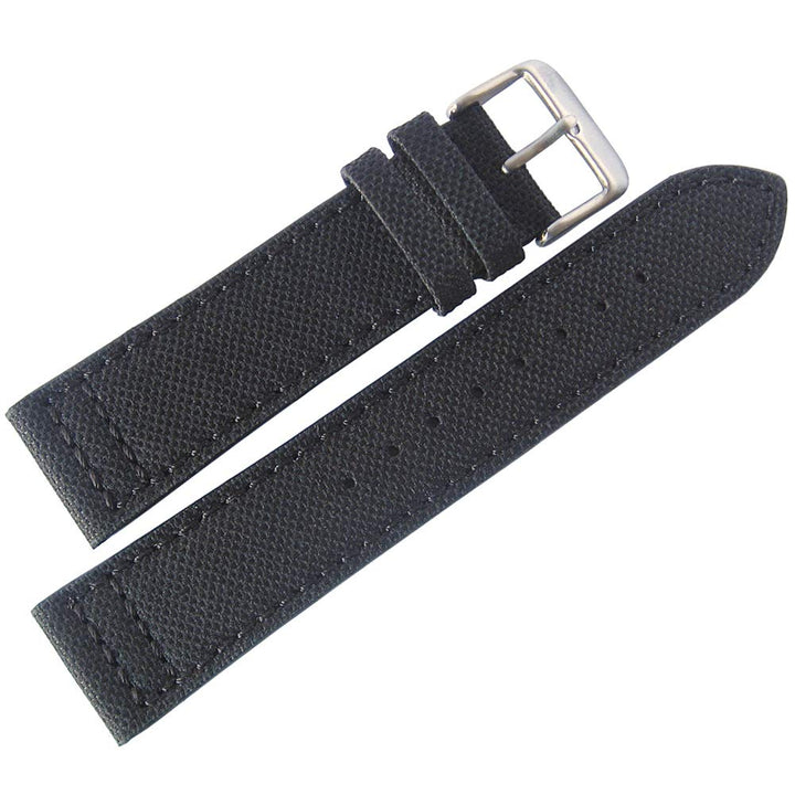 Eulit Uhrenarmband aus Segeltuch, 20 mm, Schwarz Made in Germany