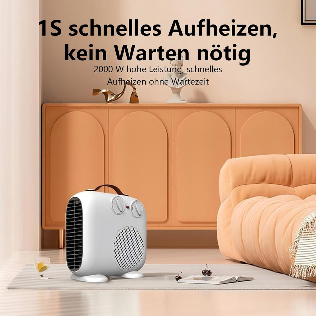 Energiesparend Heizlüfter 2000W Klein Tragbare Leiser Elektrischer Heizlüfter 3-Gang Heizung Lüfter