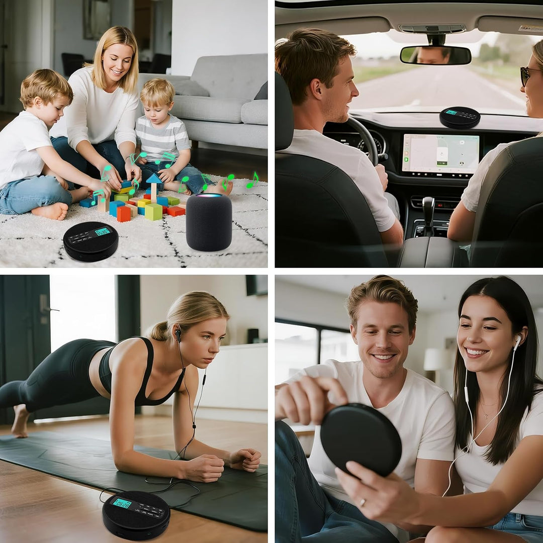 Tragbarer CD-Player mit Dual-Lautsprechern | Antischock, USB/AUX, LCD-Display | 5 EQ-Modi, A-B Repea