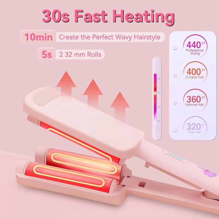 32mm Welleneisen Für Haare, Mit Verbrühungsschutz, Neuer Lockenstab Automatisch Für Tiefe Wellen, V-