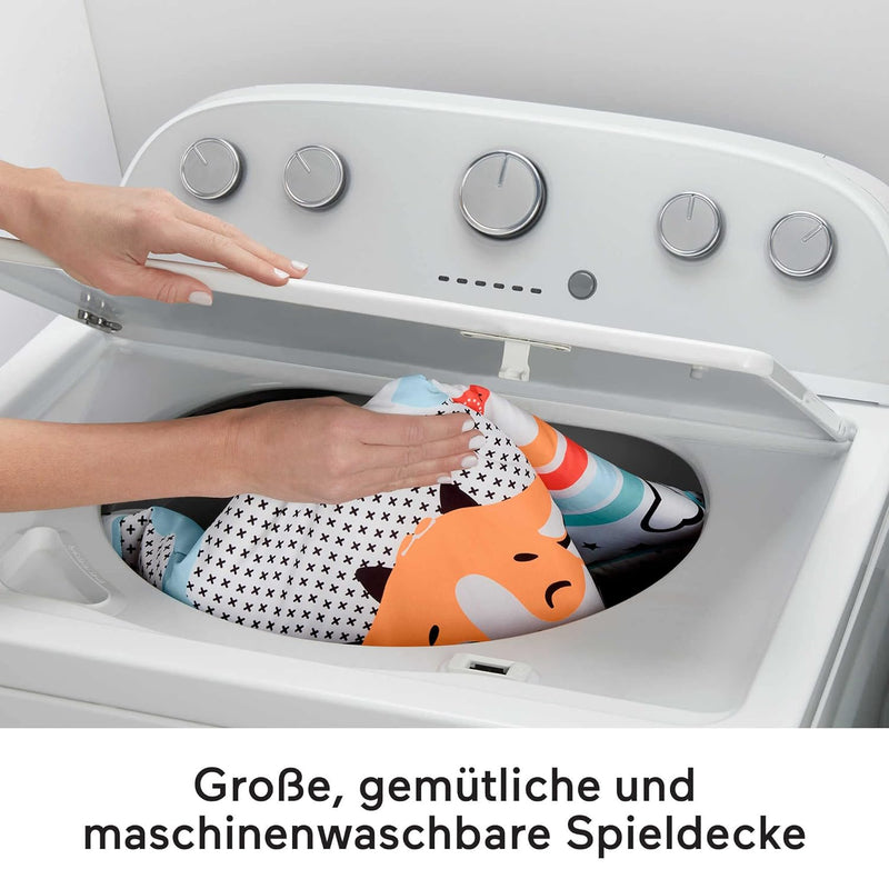 Fisher-Price HBP41 - Tierfreunde Kontrast-Spieldecke für Babys zum Spielen in der Bauchlage und für