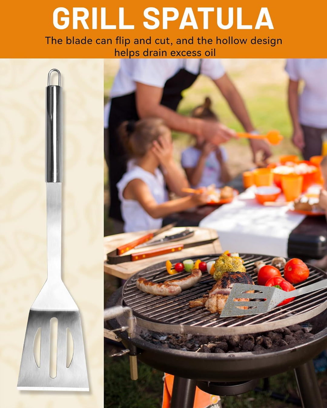 5PCS Edelstahl Grillset für Geschenk - BBQ Grillbesteck Set Edelstahl Grillzubehör-Set Grillset Für