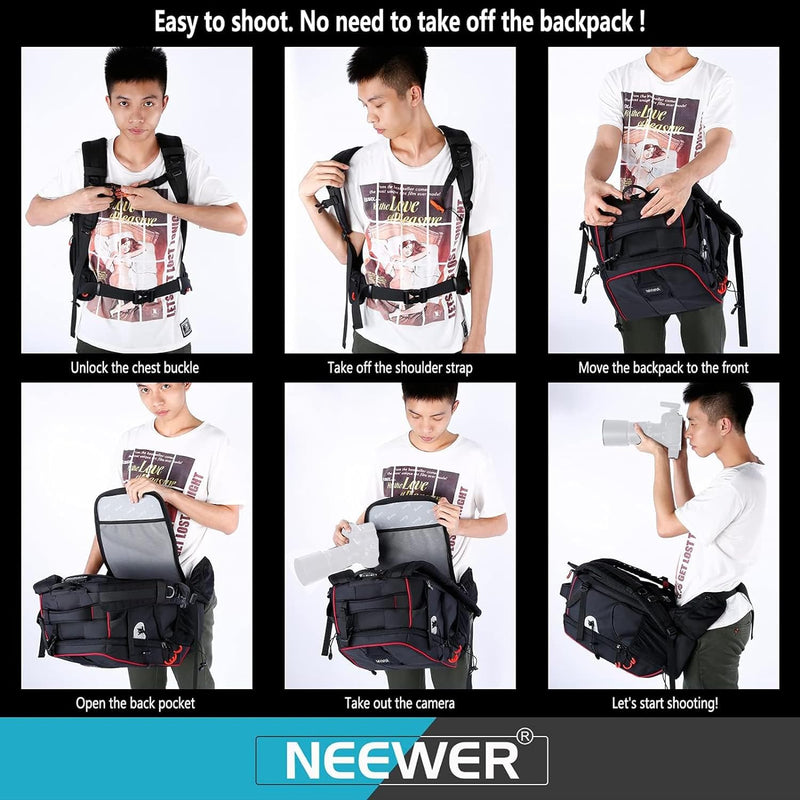 Neewer Pro wasserdicht stossfest Verstellbarer gepolsterter Kamera Rucksack Tasche mit Diebstahlschu