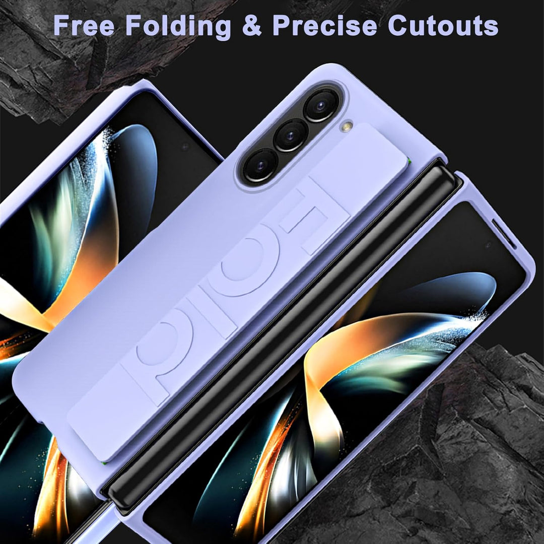 NINKI Samsung Galaxy Z Fold 5 Hülle mit Handschlaufe - Voller Schutz PC Bumper Case mit Gurt, Leicht