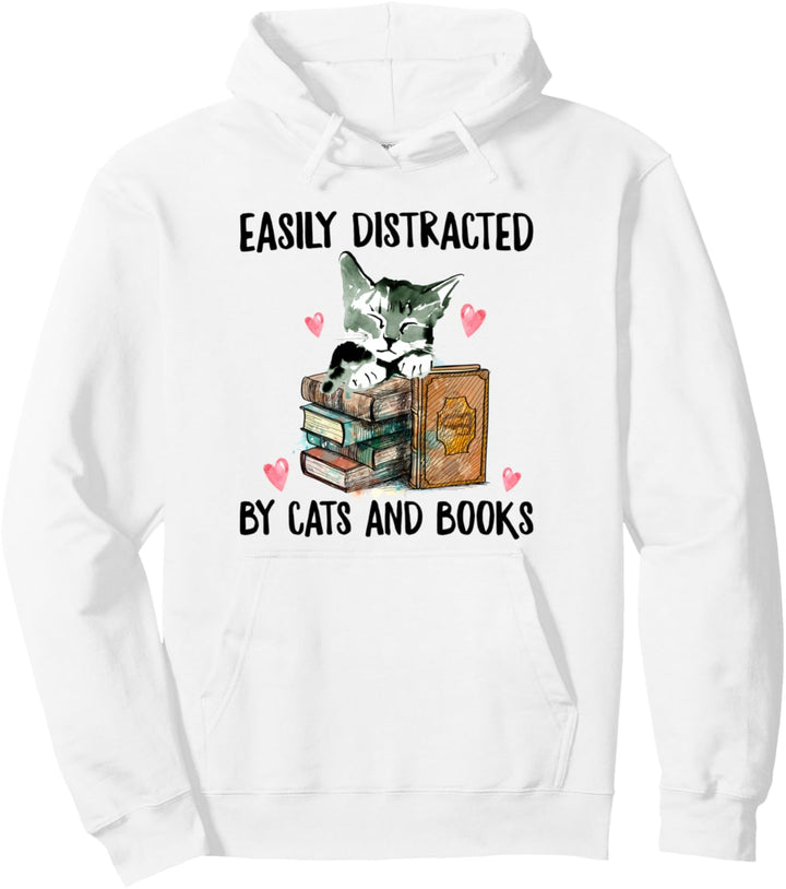 Lustiger Katzen und Bücher Spruch Katze Buch Watercolor Pullover Hoodie