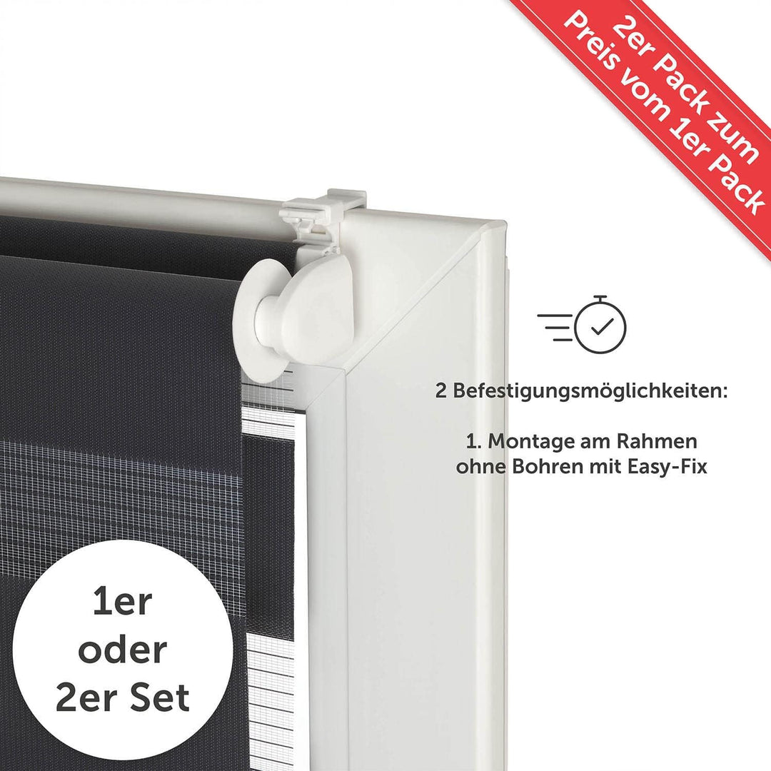 Blumtal Doppelrollo 65 x 130-155cm - Klemmfix Rollo, Rollos für Fenster ohne Bohren, Klemmrollo für