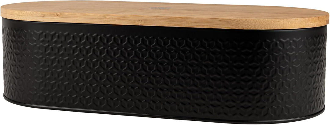 KARL HAUSMANN Brotkasten Schwarz mit Deckel aus Holz - Hält Brot länger frisch | Flache Brotbox zur