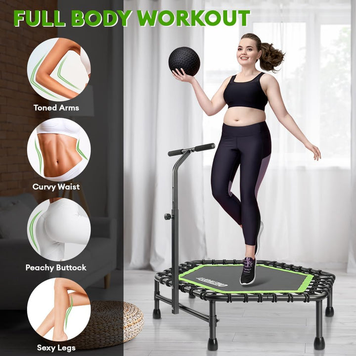 ONETWOFIT 114cm Trampolin Outdoor,Rückprall Trampolin für Erwachsene, Leises Mini Trampolin für das