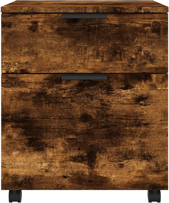 Mobiler Aktenschrank mit Rollen Räuchereiche 45x38x54 cm, Metallschrank, Werkstattschrank, Werkzeugs