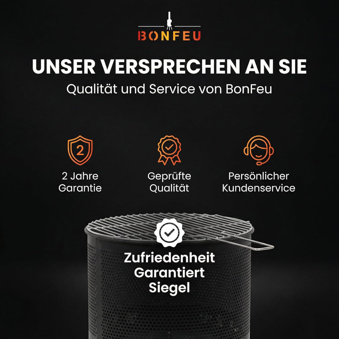 BonFeu Bonves Ø45cm Schwarz - Feuerkorb für den Garten - Feuertonne & Feuerstelle - aus stabilem Sta