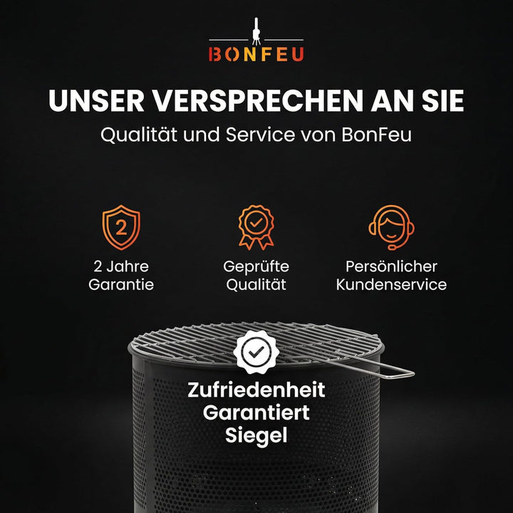 BonFeu Bonves Ø45cm Schwarz - Feuerkorb für den Garten - Feuertonne & Feuerstelle - aus stabilem Sta