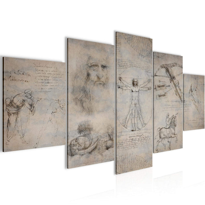 Runa Art Wandbilder Leonardo Da Vinci 5 Teilig Bild auf Vlies Leinwand Deko Wohnzimmer Schlafzimmer
