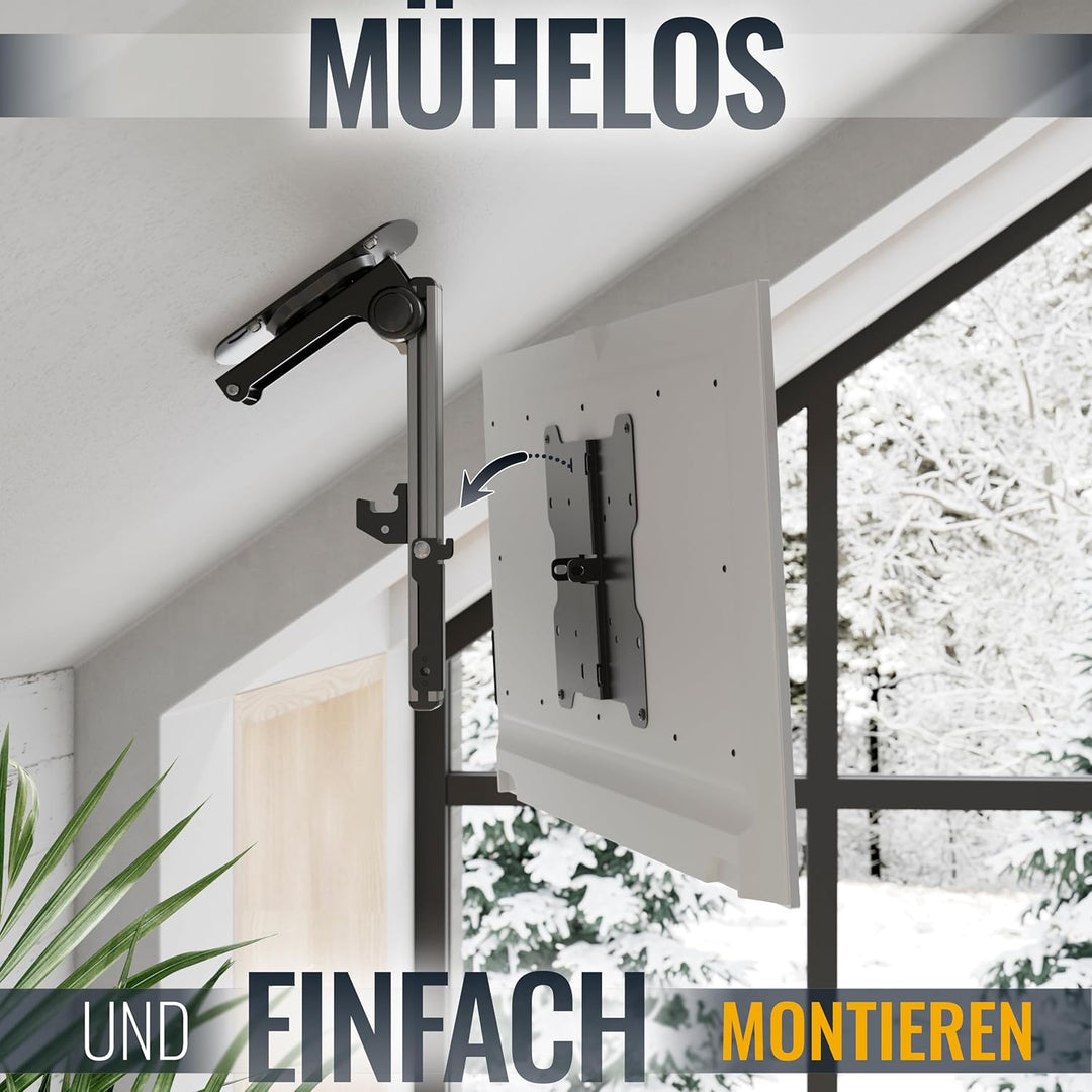 RICOO Monitor & TV Deckenhalterung für Fernseher 13-33 Zoll, Klappbar Schwenkbar Höhenverstellbar, U