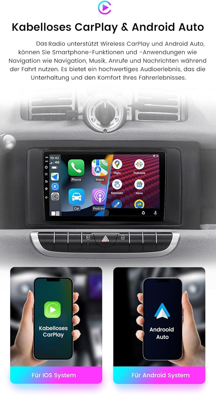 Android Autoradio Mit GPS Navigation HD Bildschirm Touch Display Canbus + Einparkkamera Nachtsicht H