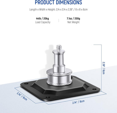 NEEWER Deckenhalterung, Wand & Deckenhalterungsadapter mit 5/8" Bolzen und 1/4" Schraube für Ringleu