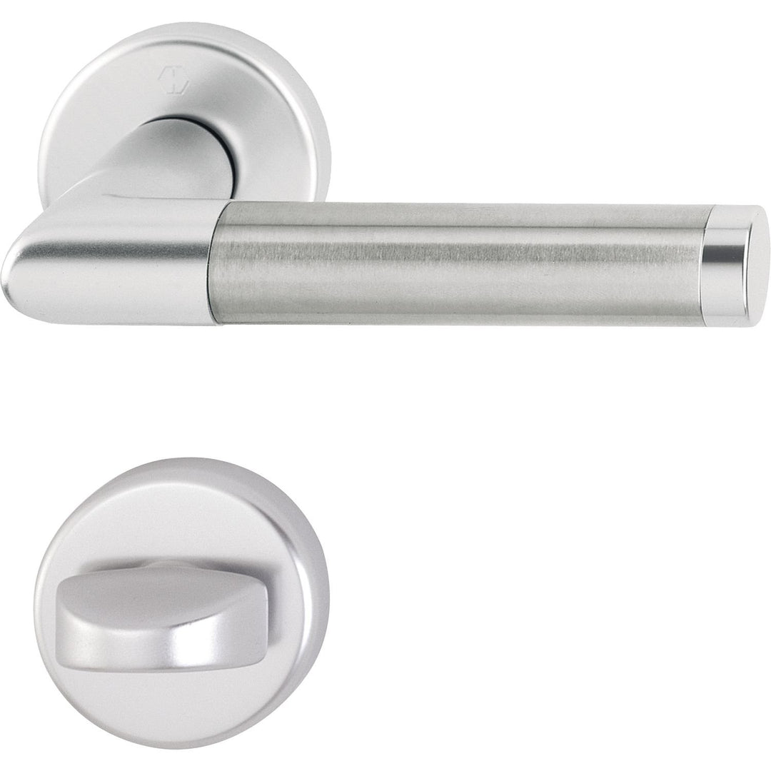 HOPPE 3286729 Drückergarnitur Amsterdam mit Rosetten WC, silber eloxiert/Edelstahl WC/Bad Silber Elo