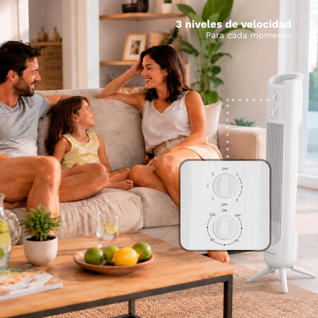 Grunkel Turmventilator TF-324BL mit Leistung: 45 W, 3 Geschwindigkeitsstufen, Oszillation 90°, leise