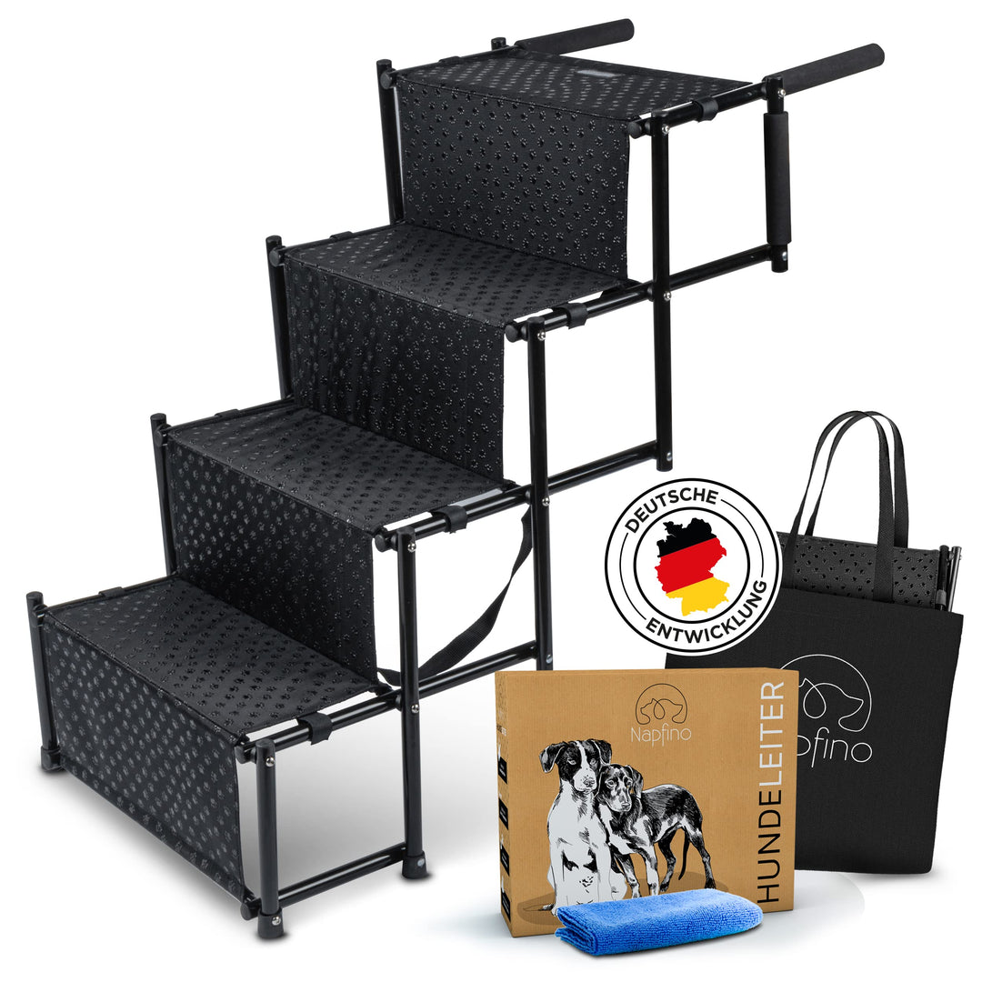 NAPFINO Hundetreppe Auto [bis 60kg] - Gelenkschonende Hunderampe Auto klappbar - Auto Rampe für klei