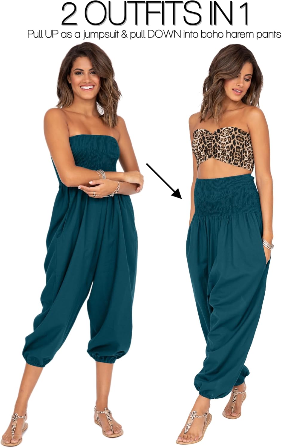 likemary extraweite Haremshose Damen, Einteiler aus Baumwolle - 2-in-1 Jumpsuit – Pumphose, optional