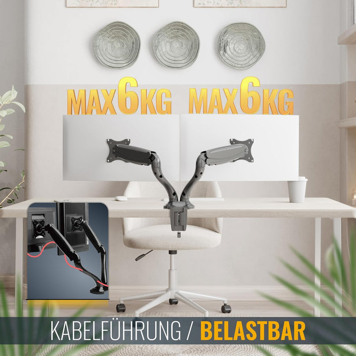 RICOO Monitor Halterung Tisch Gasdruckfeder für 13- 27 Zoll, VESA Tischhalterung, Monitorarm TS6611,