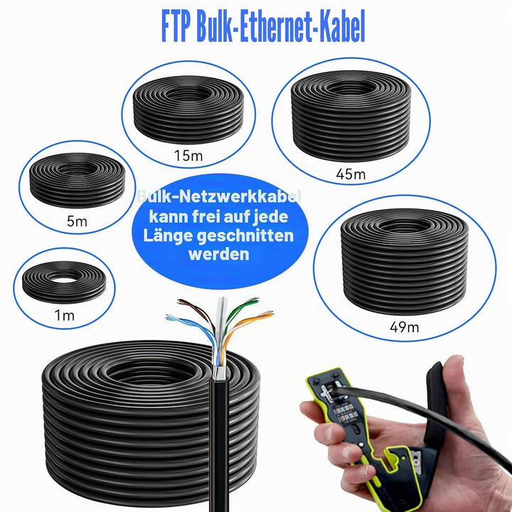 Lan Kabel 30 meter, Netzwerkkabel Verlegekabel 30m | FTP 23AWG PIMF Abgeschirmtes Anti-Jamming Hochg