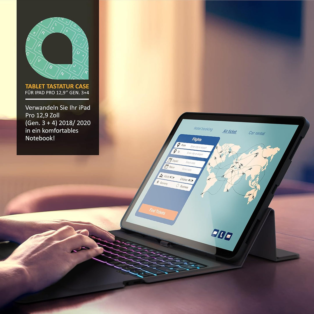 CSL - iPad Pro Tastatur Bluetooth mit Hülle - 12,9 Zoll - kompatibel mit iPad 4te, 5te, 6te Generati