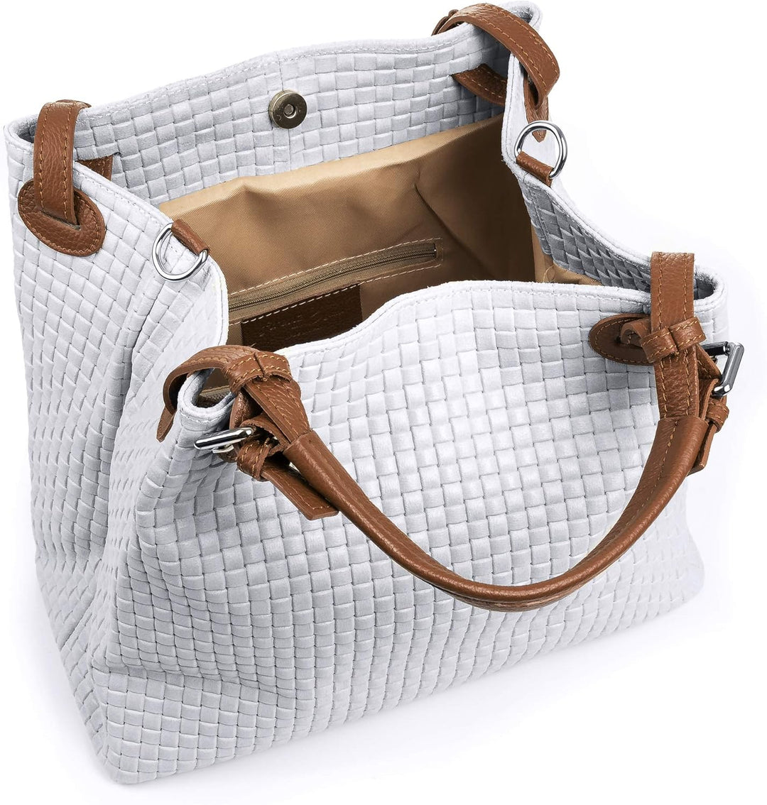 FIRENZE ARTEGIANI , Damen Schultertasche, Weiss