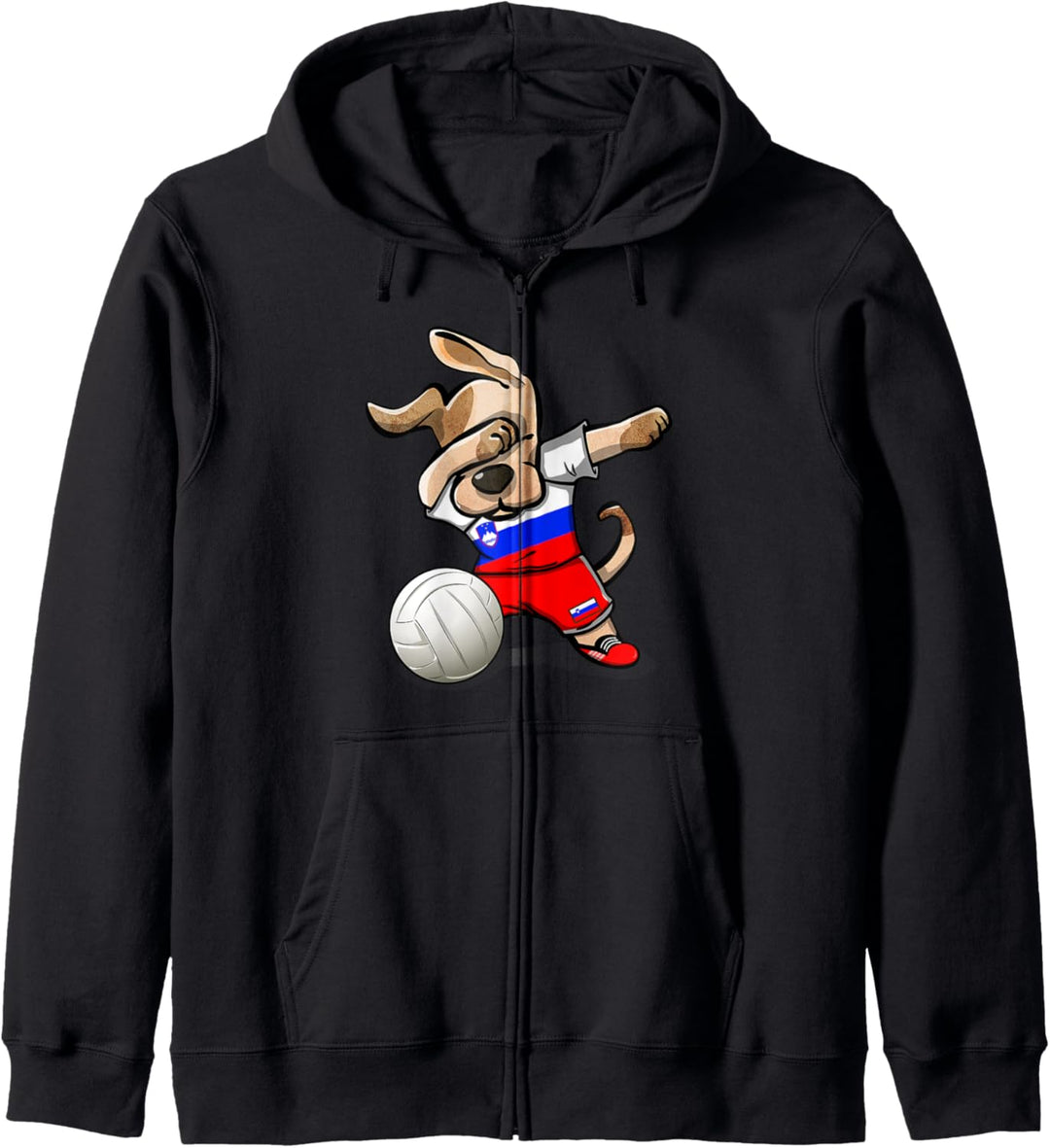 Tupfender Hund Slowenien Volleyball Slowenische Flagge Sport Kapuzenjacke