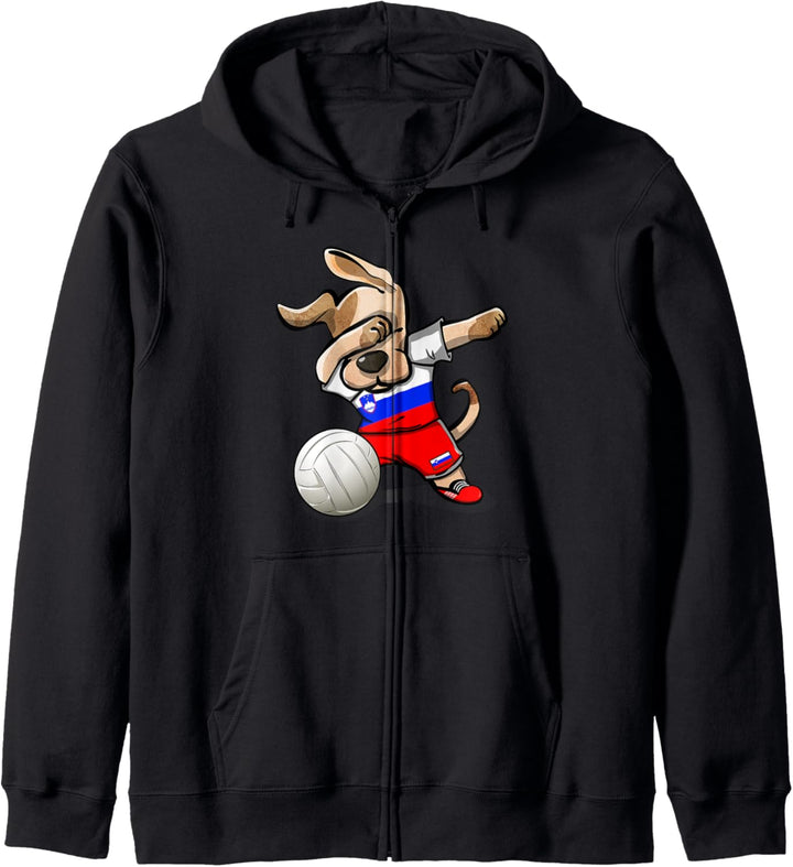 Tupfender Hund Slowenien Volleyball Slowenische Flagge Sport Kapuzenjacke