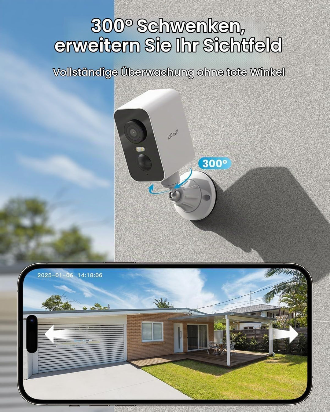ieGeek 2K Überwachungskamera Aussen Akku mit Magnetische Montage, WLAN Kabellose Überwachungskamera