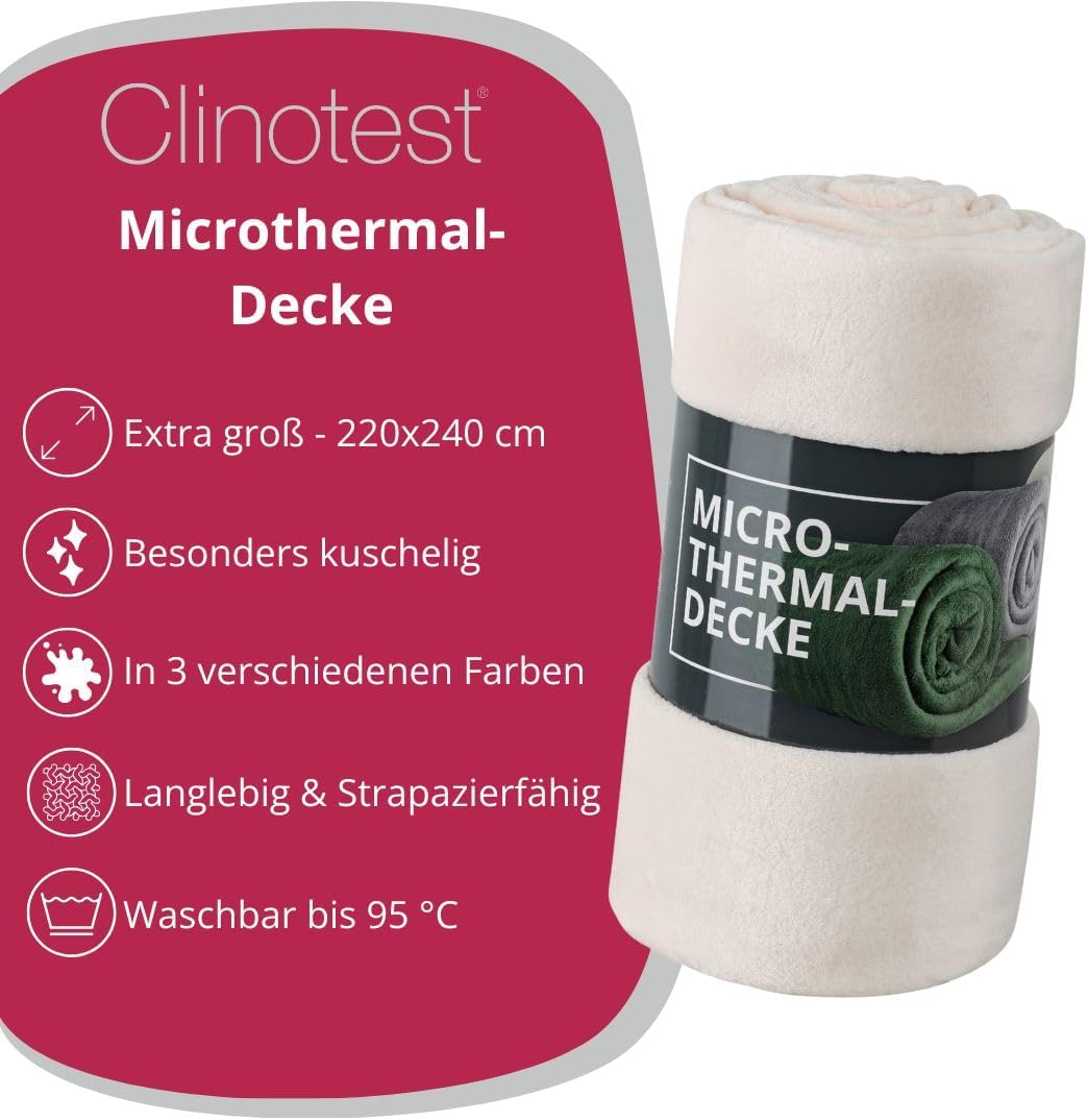 Clinotest XXL Luxus Kuscheldecke 220x240cm – Flauschige Premium Fleecedecke, Schrumpf- und Fussel-Fr