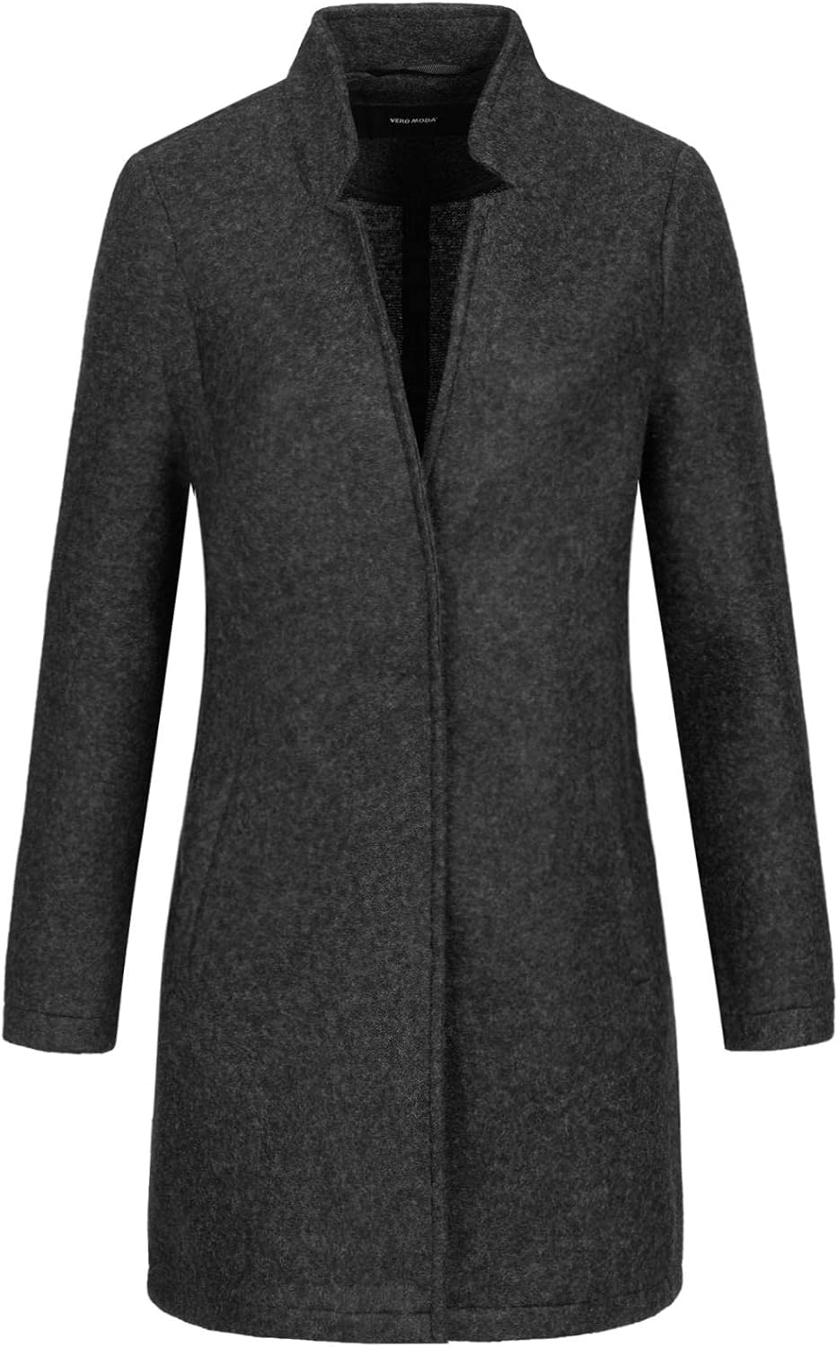 VERO MODA Damen Wollmischungs-Mantel, Darkgrey Melange