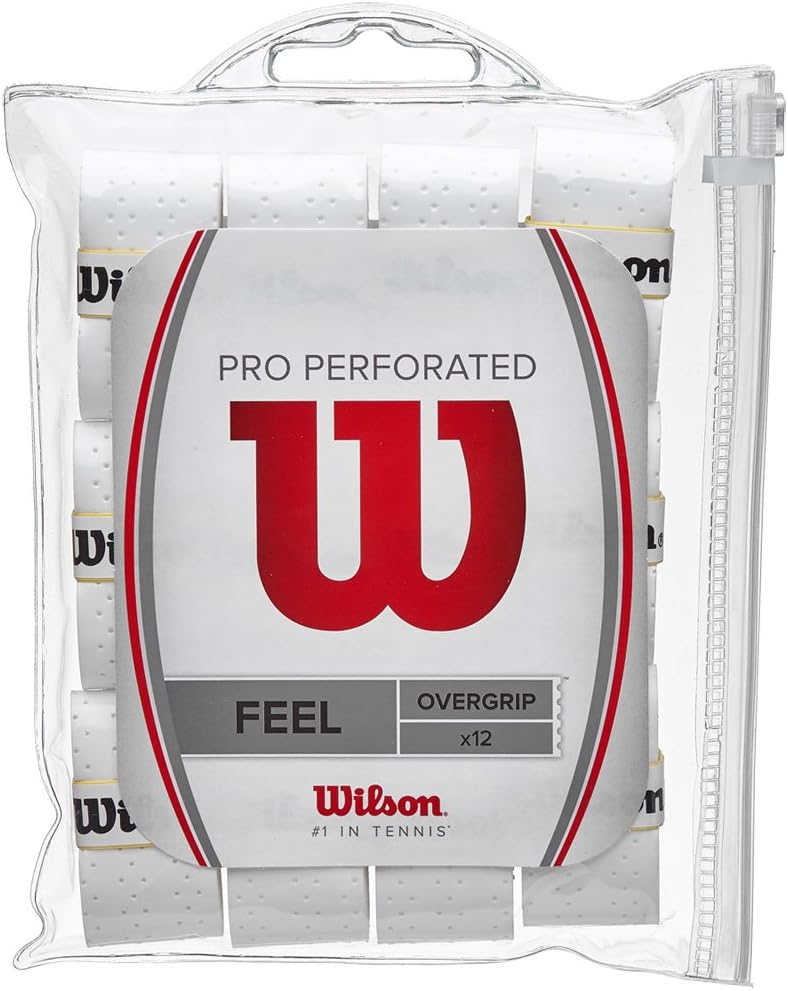 Wilson Unisex Griffband Pro Overgrip Perforated Weiss 12 Stück Single, Weiss 12 Stück Single