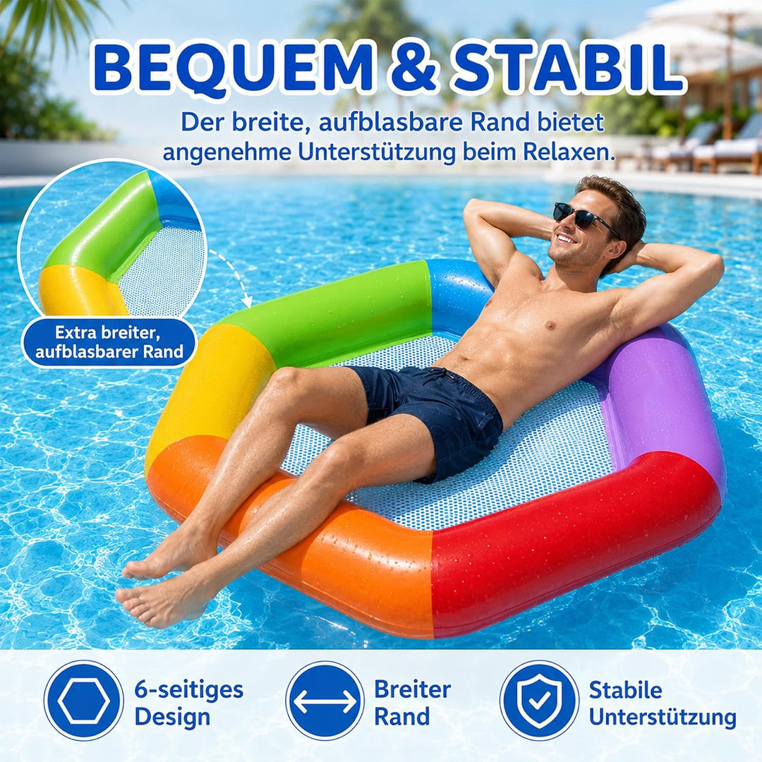 Aufblasbares Schwimmbett,Luftmatratze Pool Erwachsene,Pool zubehör | Aufblasbare Wasserhängematte,Sc