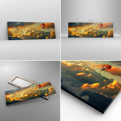 Panorama Bilder auf Leinwand Wolken Ballon Flug Leinwandbild 90x30cm Wandbilder Dekoration Wohnzimme