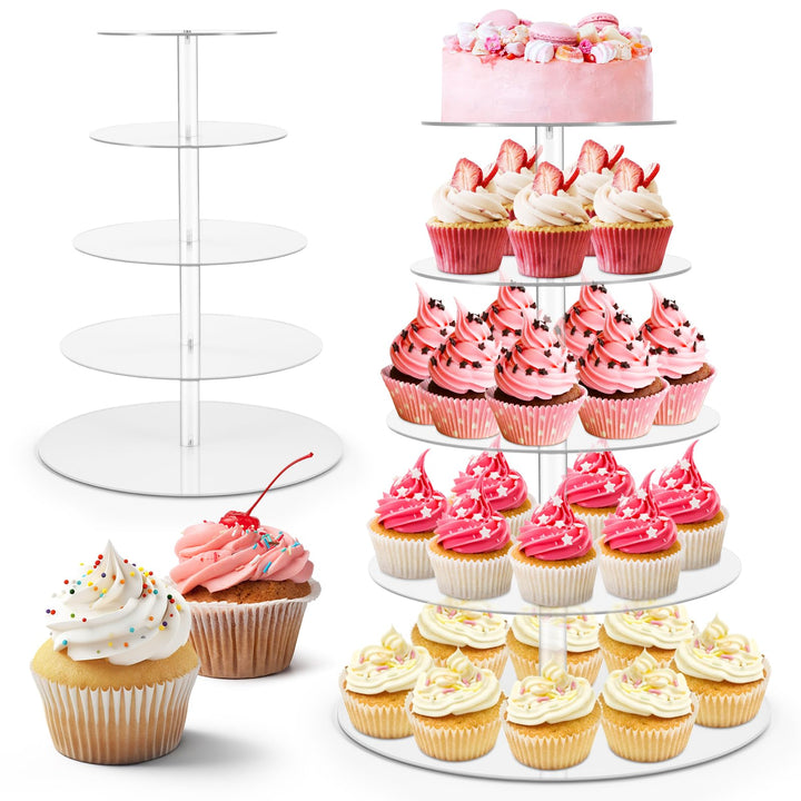 Cupcake-Ständer, 5 Etagen, rund, Acryl, Kuchenständer, Dessert-Tisch-Display-Set, Höhe Kunststoff, K