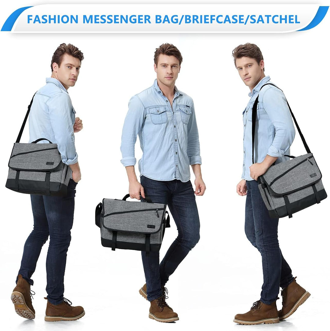 VASCHY Umhängetaschen Herren, Wasserabweisend 15.6 Zoll Laptop Schultertasche Laptoptaschen mit Gepo