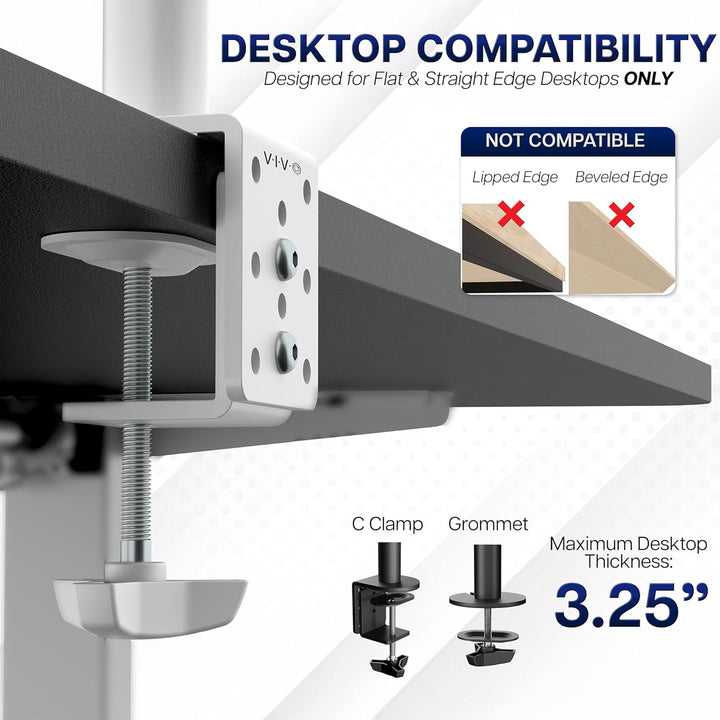 VIVO STAND-V032W Dual-Monitor-Tischhalterung, robust, voll Verstellbarer Ständer, passend für 2 LCD-