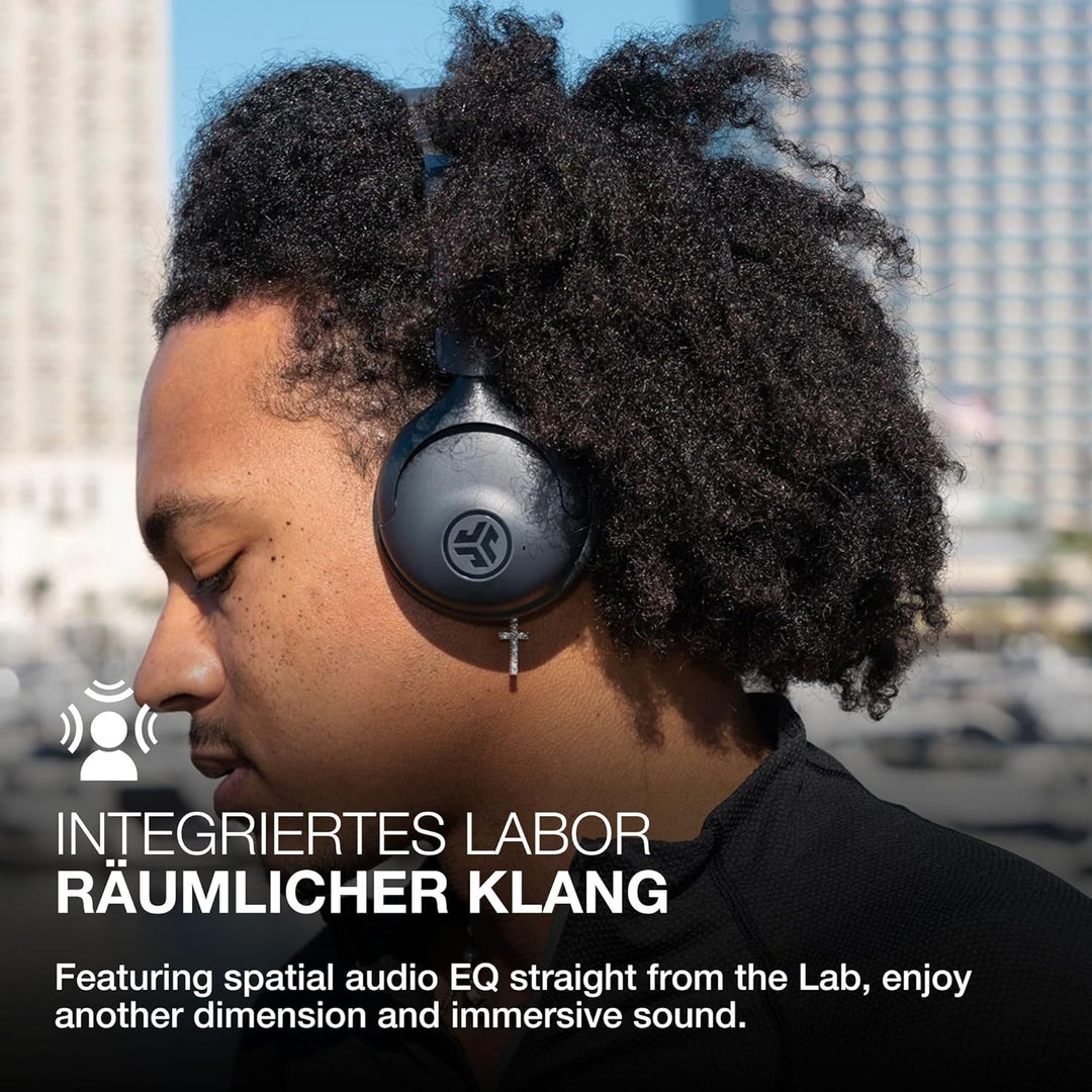 JLab Go Lux ANC Kopfhörer Noise Cancelling - Kabellose Bluetooth On Ear Kopfhörer mit Mikrofon, Akti