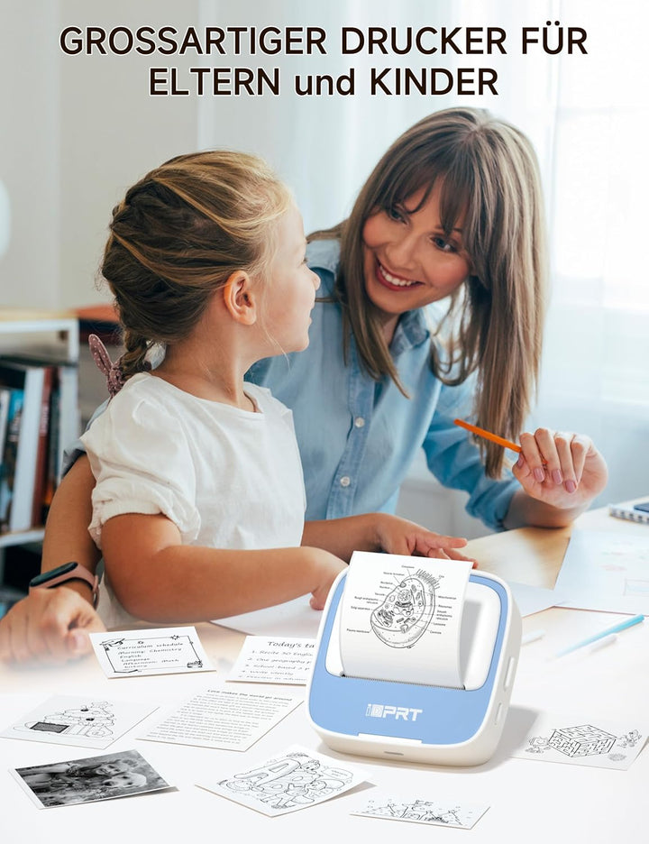 iDPRT Mini Tragbare Aufkleber Drucker，Bluetooth Thermodrucker für Studie Notizen Bilder DIY，Studienn