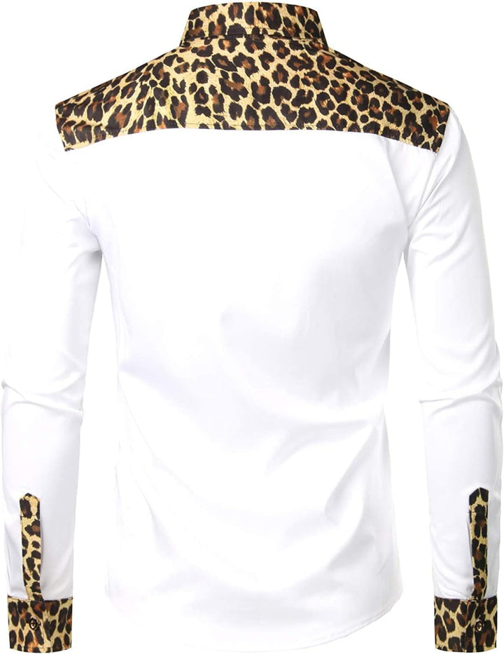 PARKLEES Herren African Tribal Grafik Patchwork Design Slim Fit Langarm Freizeithemd Party Shirt für
