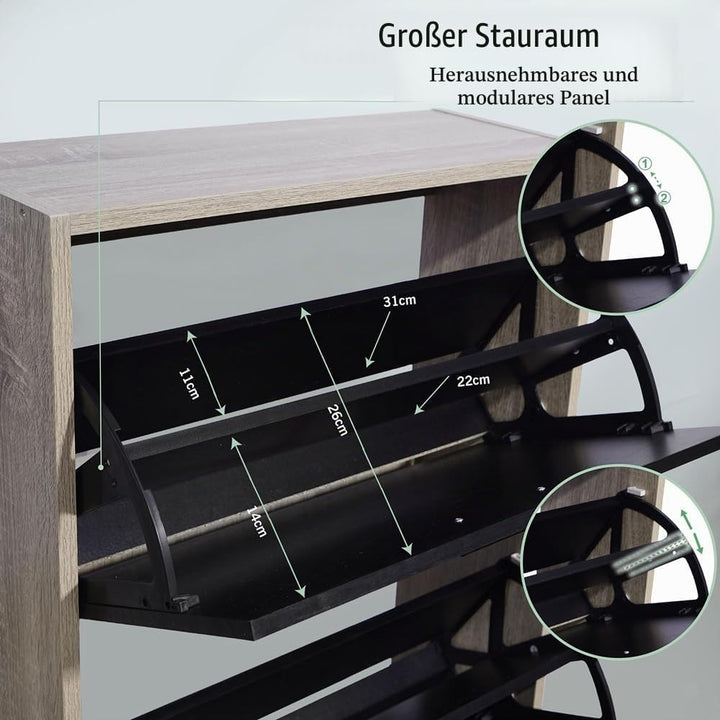 CASABEL Schuhschrank für 24 Paar – grosse Kapazität für den Eingangsbereich – L 60 x T 24 x H 150 cm